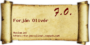 Forján Olivér névjegykártya